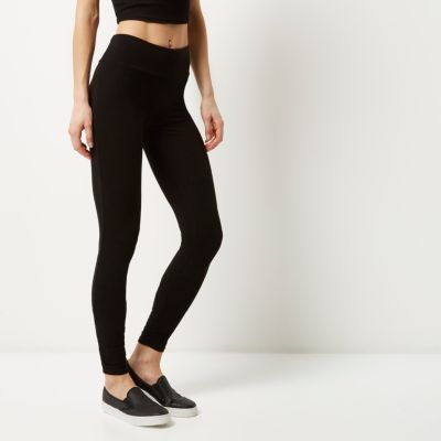 Black jersey high waisted extra long leggings